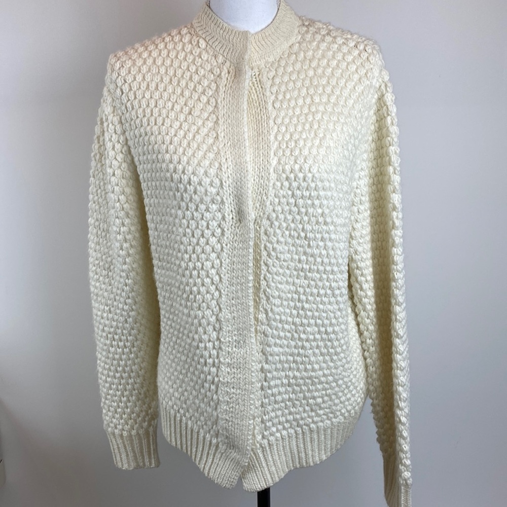 Rebecca Taylor La Vie Off white wool blend cardigan in size M